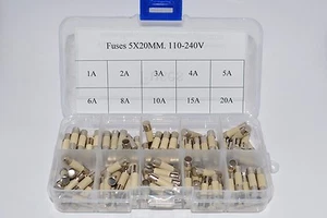 Assortment of 10 values 1A,2A,3A,4A,5A,6A,8A,10A,15A,20A ceramic fuses 5x20mm - Picture 1 of 3