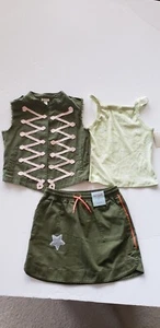 3 Pcs Girls Cat & Jack Twill Skirt & Vest Set Size XL (14/16) SO Floral Cami - Picture 1 of 16