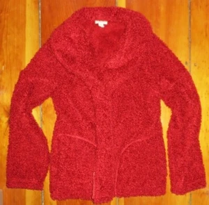 Maglione J Jill rosso poly boucle cardigan zip XS - Foto 1 di 2