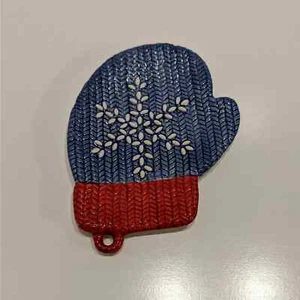 Blue, Red, White Knit Snowflake Mitten Holder Ornament Rest/Holder - Picture 1 of 7