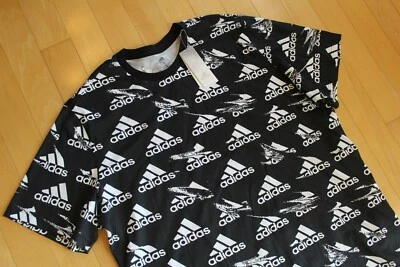 NWT ADIDAS Big & Tall Men's All Over Print Athletic Shirt Black White - Image 1 of 4