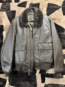 Vintage Avirex Ltd US Navy Brown Leather G-1 Deck Jacket Size 42