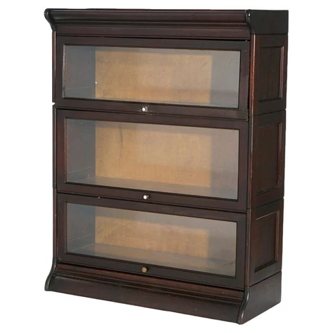 Antique Arts & Crafts Gunn School Mahogany Three Stack Barrister Bookcase c1910 Cover
