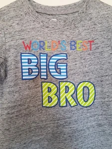 Koala Kids Boys T-Shirt 3T Gray Embroidered Letters Worlds Best Big Bro Toddler - Picture 1 of 4
