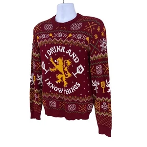 Game of Thrones Herren Pullover dunkelrot gold Größe M Pulli Strick Rundhals  - Bild 1 von 11