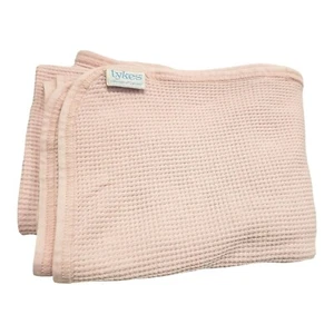 VINTAGE TYKES Carter's Solid Plain Cotton PINK THERMAL BABY BLANKET 28" x 34" - Picture 1 of 3