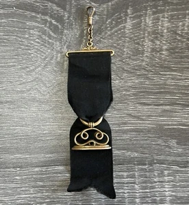 Vintage Pocket Watch Fob Victorian Mourning Black Ribbon Antique - Picture 1 of 4