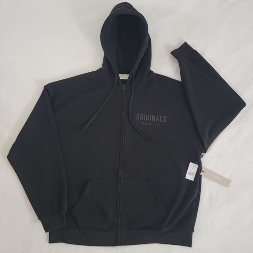 FEAR OF GOD Felpa con cappuccio ORIGINALES Brooklyn tessuto pile uomo nera font ESSENTIALS nuova con etichette