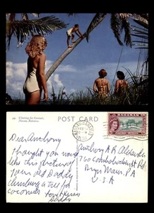 Mayfairstamps Bahamas 1956 Nassau to Bryn Mawr PA Climbing Coconut Tree Postcard - Picture 1 of 2
