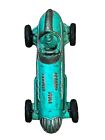 1950'S AUBURN RUBBER TOYS TEAL RUBBER SMALL RACER CAR WITH DRIVER BLACK WHEELS
