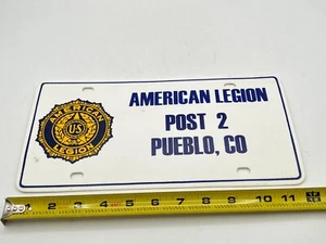 Vintage Plastic American Legion Post 2 Pueblo, CO Colorado Booster License Plate - Picture 1 of 4