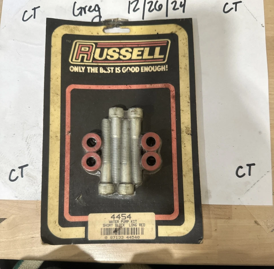 Nuevo de Lote Antiguo Russell Juego de Pernos de Bomba de Agua Larga Rojo 350 396 454 Chevy Pequeño Bloque Grande Foto 1 de 1