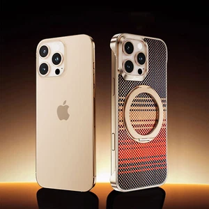 Für iPhone 14 15 16 Pro Max Magnet Kohlefaser Hülle mit Ständer Slim Rahmenlos - Bild 1 von 13