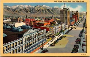 Main Street Salt Lake City Utah Linen Postcard - Picture 1 of 2