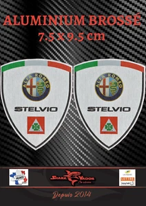 2 autocollants stickers aluminium brossé ALFA ROMEO STELVIO (idéal ailes) - Imagen 1 de 1