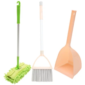 3PCS Children Broom Mop and Dustpan Mini Broom Sweeping Toys Clean Small Broom - Picture 1 of 10