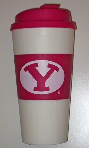 BYU COUGARS BRIGHAM YOUNG NCAA 16-Ounce Travel Tumbler COFFEE MUG PINK NEW! Cover