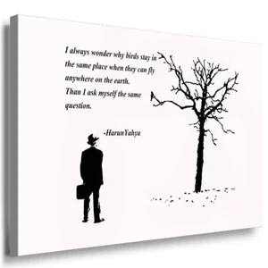 Harun Yahya Zitat Baum Leinwandbild /AK Art Bilder / SchwarzWeiß + Kunstdruck - Bild 1 von 1