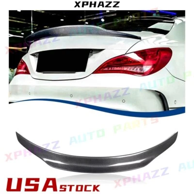Real Carbon Fiber Fits For 13-19 Mercedes Benz CLA C117 W117 Sedan Rear Spoiler Foto 1 de 4