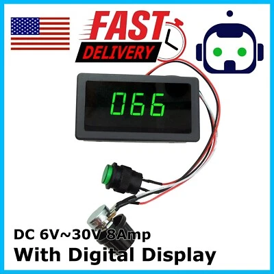 DC 6-30V Motor Speed Controller With 12V 24V 8A PWM Digital Display & Switch - Image 1 of 4