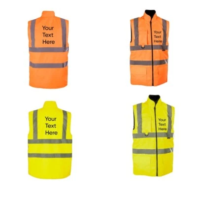 STEP AHEAD Personalized Hi Vis Visibility Viz Reversible Fleece 2 in 1 Body Warmer (Bel/An)