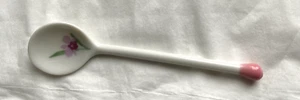 Milk Glass Spoon With Flower - Picture 1 of 2