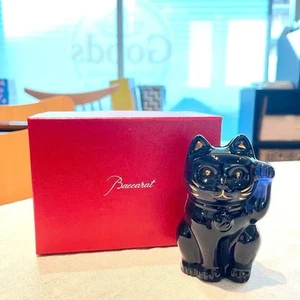 Baccarat Lucky Cat Midnight Gold Black Crystal Glass With Box From Japan - Picture 1 of 7