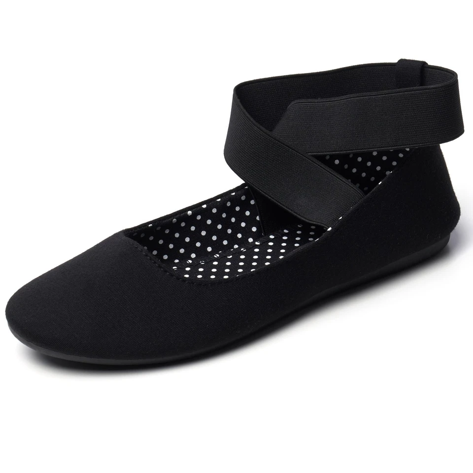 Zapatos planos de ballet Alpine Swiss Peony para mujer correa elástica al tobillo planos redondos Foto 1 de 4