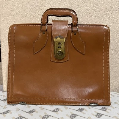 De colección 1960-1970 7oz Grano Superior Cuero de Vaca Médico Maletín Adjunto Estuche Cartera EE. UU. Foto 1 de 4
