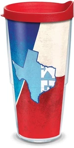 Texas State Flagge Kolossal Thermo Becher mit Verpackung und rotem Deckel, 24oz, Klar - Bild 1 von 9