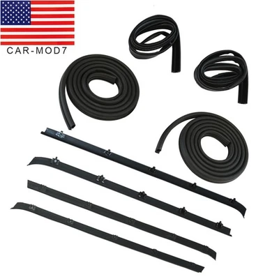 Front Door Window Run Sweep Felts Weatherstrip Seals Kit Set For Chevy GMC Truck - Image 1 of 4