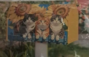 New! Kittens Sunflowers  Magnetic Mailbox Cover Cats Waterproof 21 x 18 - Picture 1 of 4