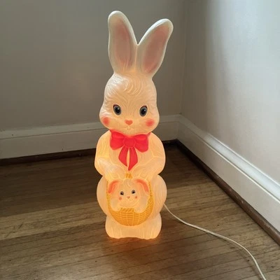 Empire Easter Bunny With Basket Blow Mold Light Up 21" Vintage 1995 - Image 1 of 4