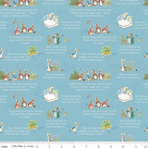 Tales Peter Rabbit  Cotton Fabric Riley Blake Blue  By the Yard - Picture 1 of 3