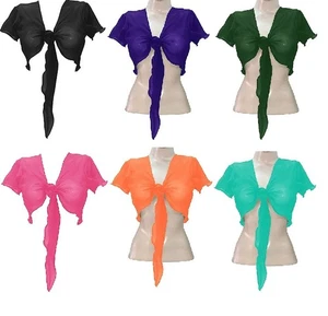 Women's Chiffon Choli Blouse Short Sleeve Tie Crop Top Shrug Belly Dance Gypsy - Bild 1 von 63