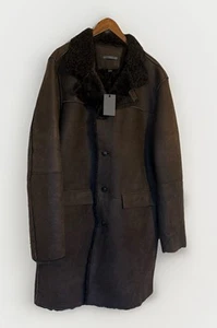John Varvatos Men’s Brandy Brown Full Length Shearling Coat Size 56 NWT Fashion - Picture 1 of 11