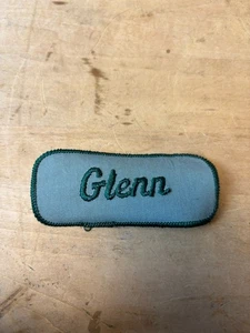 Vtg 70s GLENN Sew On Embroidered Clothing Jacket Uniform Name Patch GREEN - Picture 1 of 3
