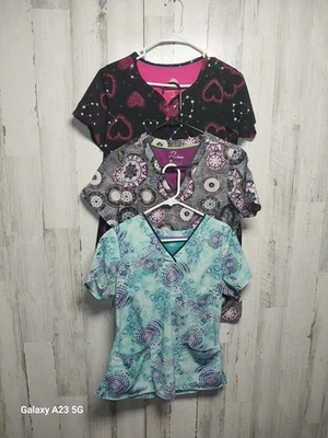 Lot Of 3 XS Betsey Johnson Scrub Tops - Image 1 of 4