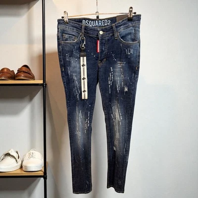 New DSQ2 W30 32L Blue Slim Fit Men's Stretchy Washed Denim Diesel Jeans - Image 1 of 4