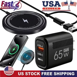 65W Fast Charger Wireless Mag Safe Pad For Samsung Galaxy S25 24 23 For Google - Picture 1 of 18