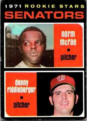 1971 Topps #93 Senators 1971 Rookie Stars (Norm McRae / Denny Riddleberger) 11Y - Image 1 of 2