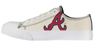 Atlanta Braves MLB Women's FOCO Cream Low Top Canvas Shoes - Size 7 - Picture 1 of 2