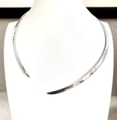 Collar Collar Torque Plata 925 Vintage Minimalista Martillado Fino Asimétrico Foto 1 de 4