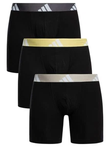 Adidas Men's 3 Pack Active Flex Cotton Boxer Briefs, Black - Picture 1 of 9