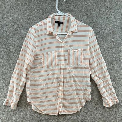 Banana Republic Women's Button Up Size Small White Pink Striped Collared - Image 1 of 4