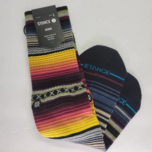 Stance Men's Large Curren ST Crew Socks Burgundy Striped 9-13 Casual Socks - Picture 1 of 4