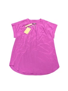 New J.Crew 100% Better Silk Chiffon Pop Over Top Blouse Work Tee Purple Career - Picture 1 of 8