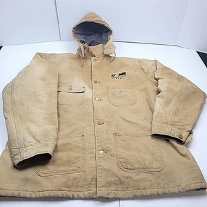 Vintage Carhartt Jacke Decke gefüttert Duck Canvas Distressd Herren 48 Tall mit Kapuze - Bild 1 von 24