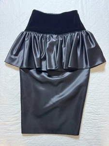 Vintage 90s Barboglio Cristina-Jan Womens Peplum Pencil Skirt Gray Silk Size 6 - Picture 1 of 7