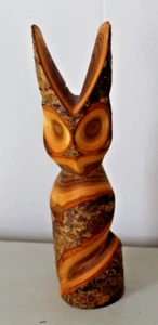 Escultura de búho de madera tallada a mano firmada por artista de W. Nadjiwon - Imagen 1 de 12